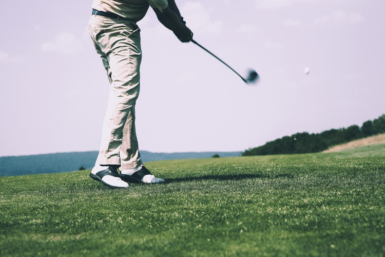 Playing golf